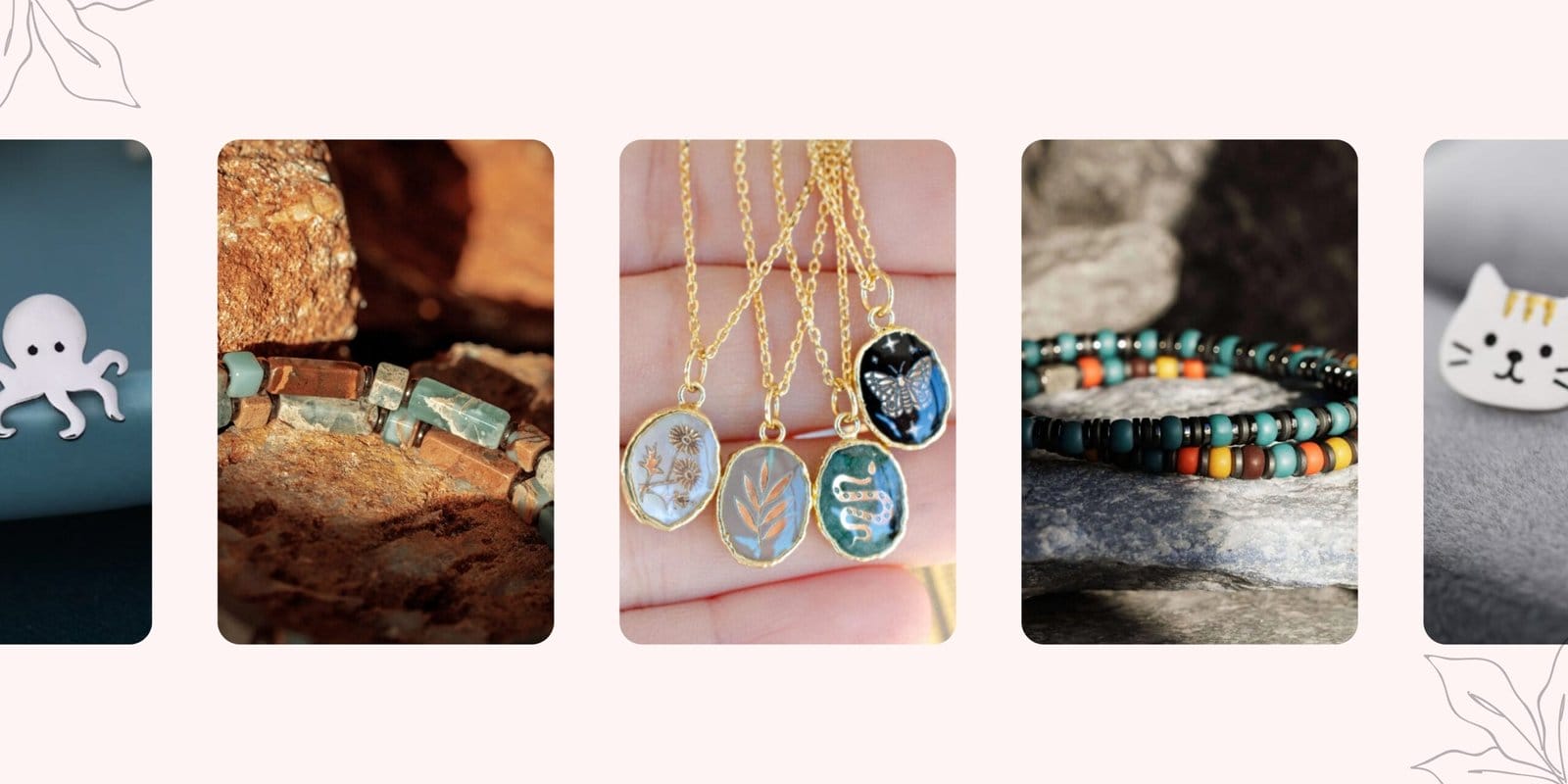 One and Only Accessories Store Banner Abalone Bat Necklace