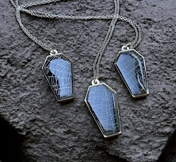 Spiderweb Coffin Necklace